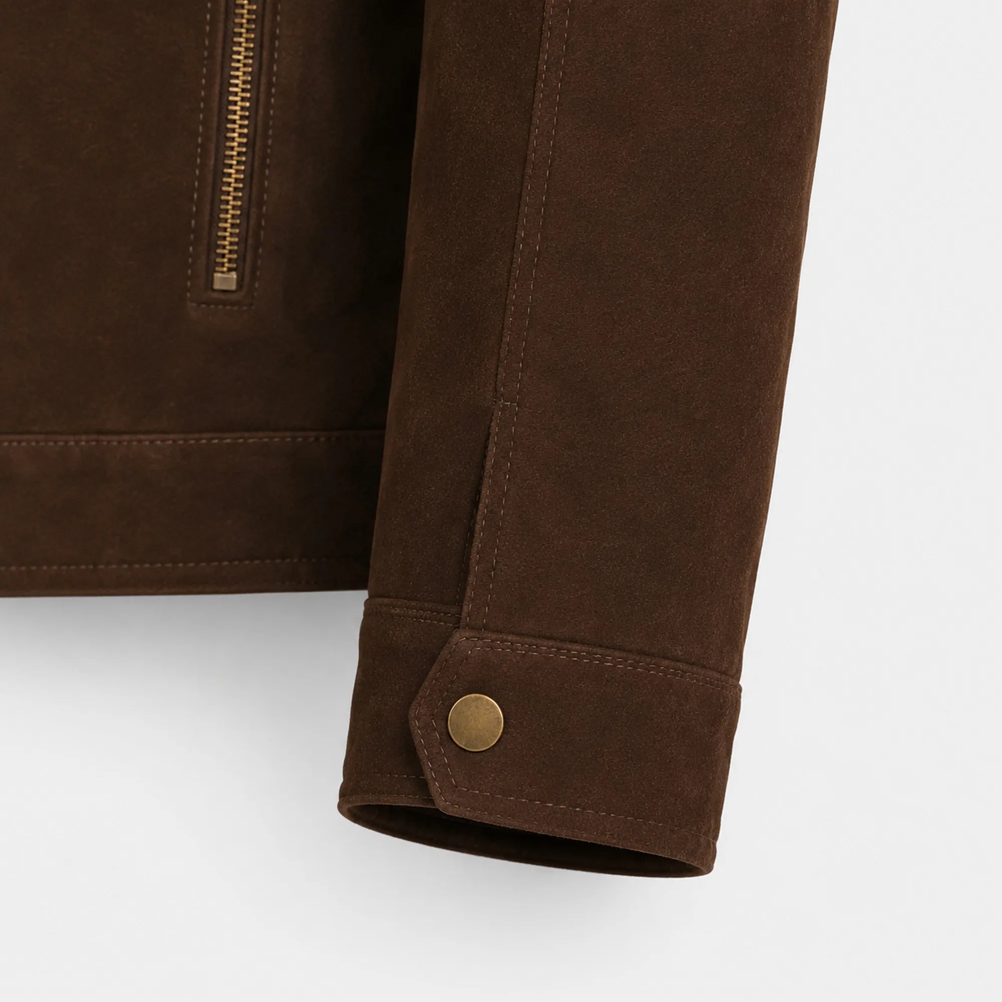 Men's Coffee Brown Suede Leather Shearling Collar Jacket Winter Jacket - RXD Leather 00504