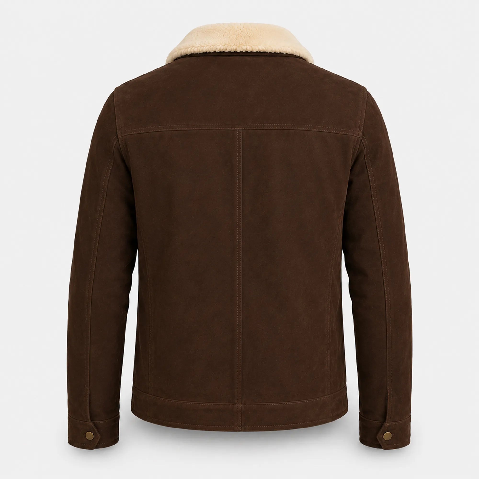 Men's Coffee Brown Suede Leather Shearling Collar Jacket Winter Jacket - RXD Leather 00504