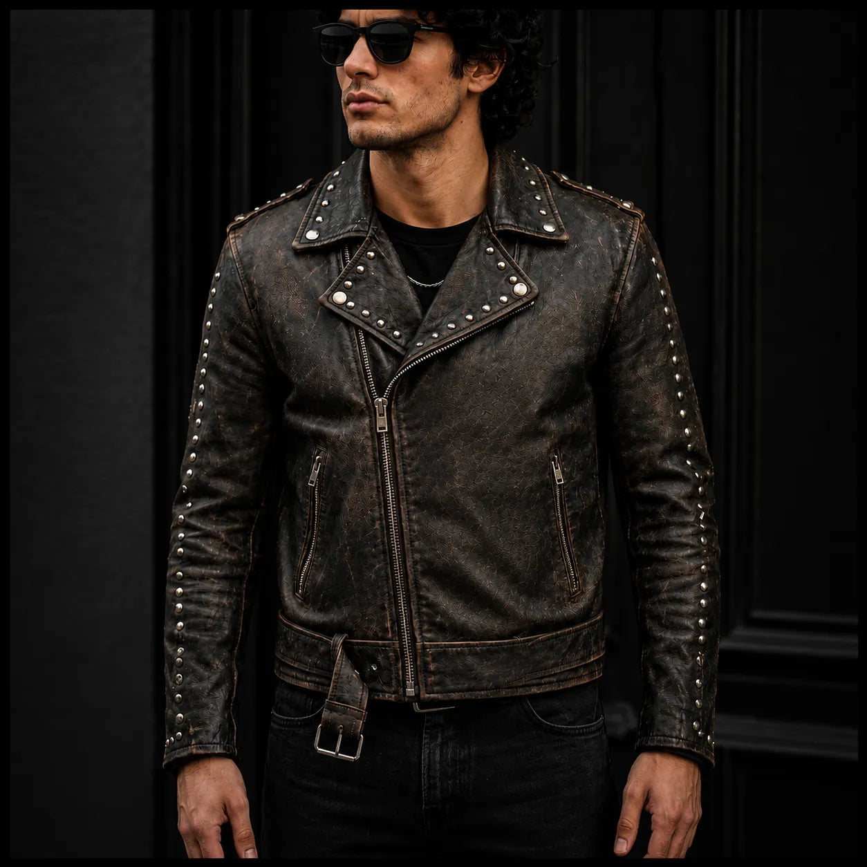 Men's distressed lambskin jacket with rugged finish – RXD Leather