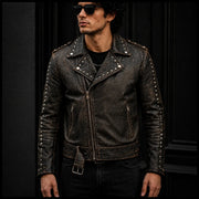 Men's distressed lambskin jacket with rugged finish – RXD Leather