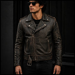Men's distressed lambskin jacket with rugged finish – RXD Leather