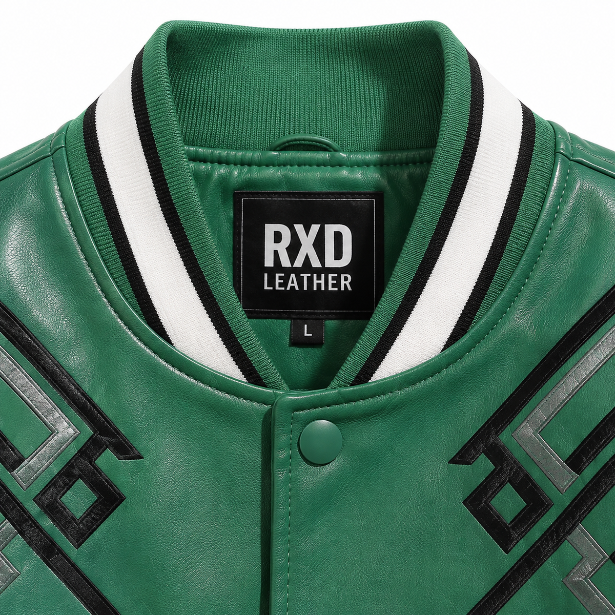 Men's green varsity bomber jacket styled – RXD Leather