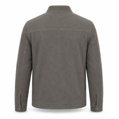 Men's grey suede leather casual jacket detail – RXD Leather