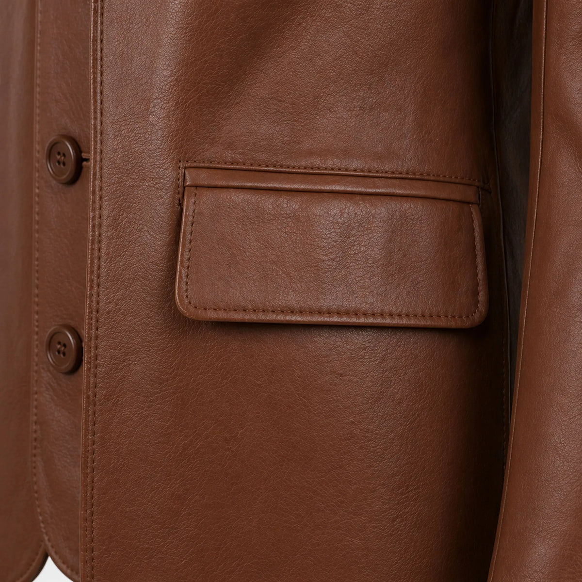 Men's cognac brown lambskin leather blazer detail – RXD Leather