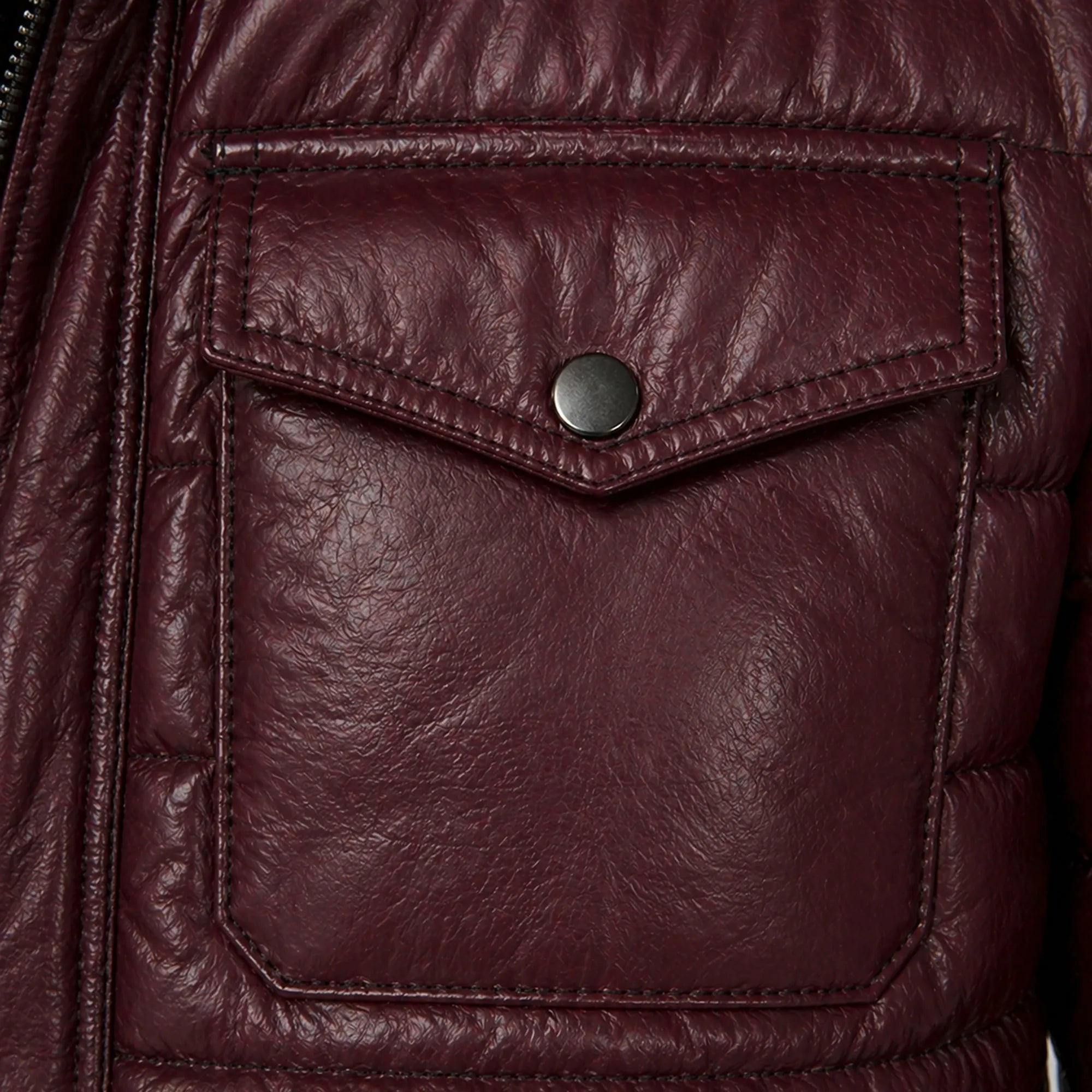 Men's lambskin leather puffer jacket back – RXD Leather