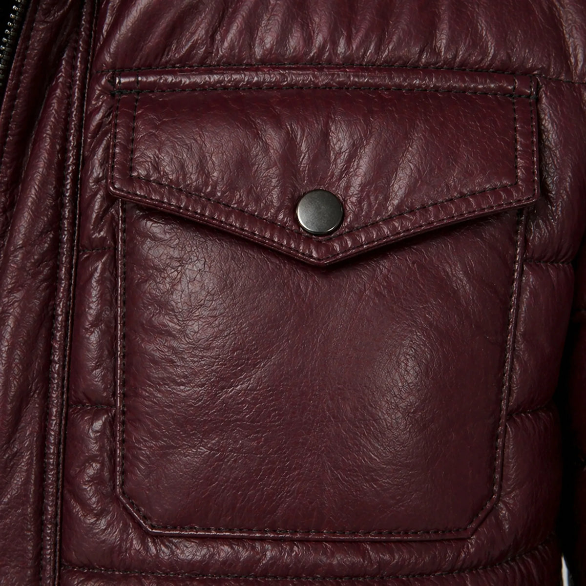 Men's lambskin leather puffer jacket back – RXD Leather