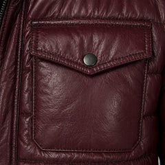 Men's lambskin leather puffer jacket back – RXD Leather