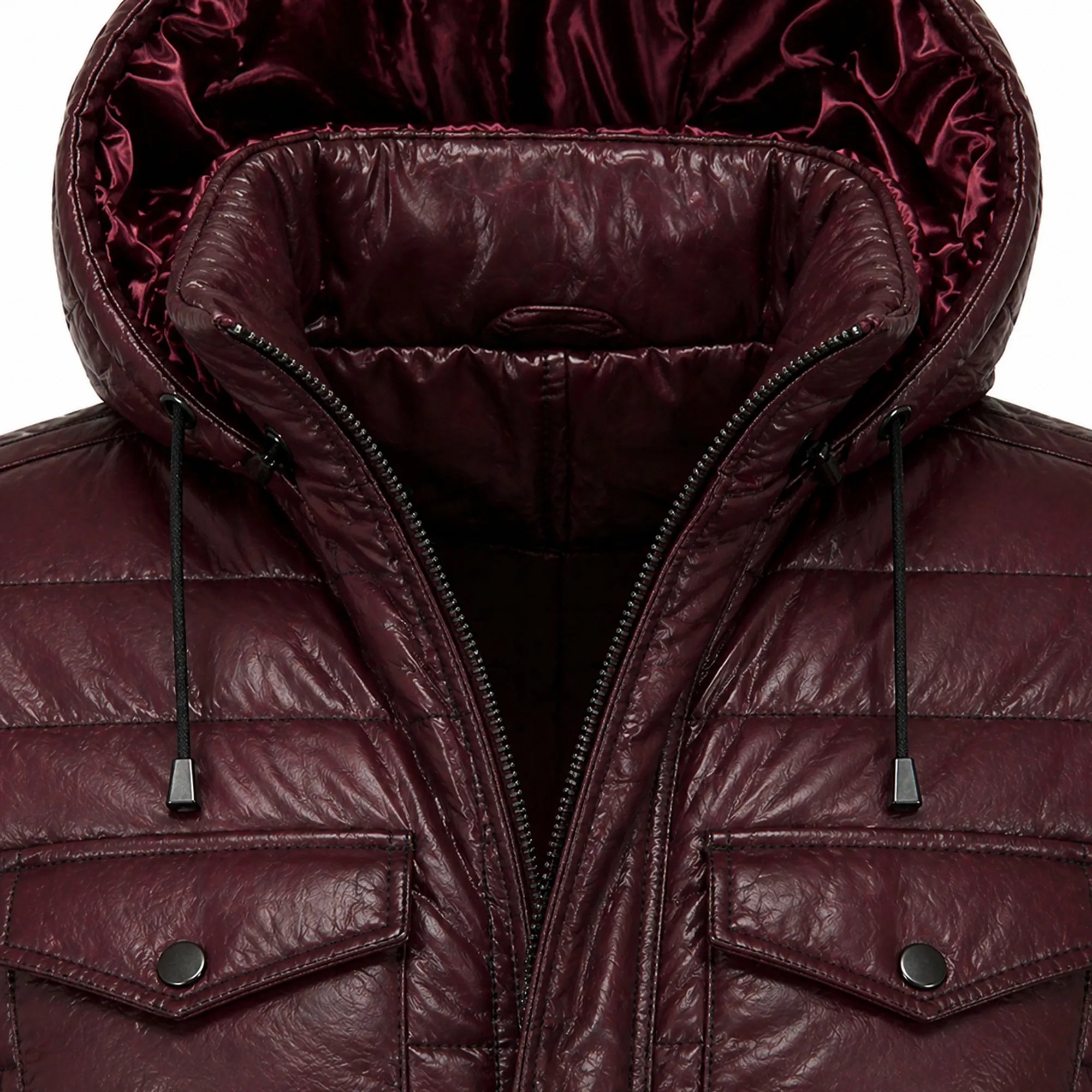 Men's lambskin leather puffer jacket detail – RXD Leather