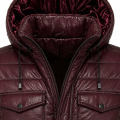 Men's lambskin leather puffer jacket detail – RXD Leather