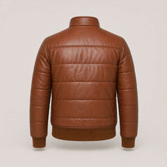 Men's brown leather bomber jacket with zip closure – RXD Leather