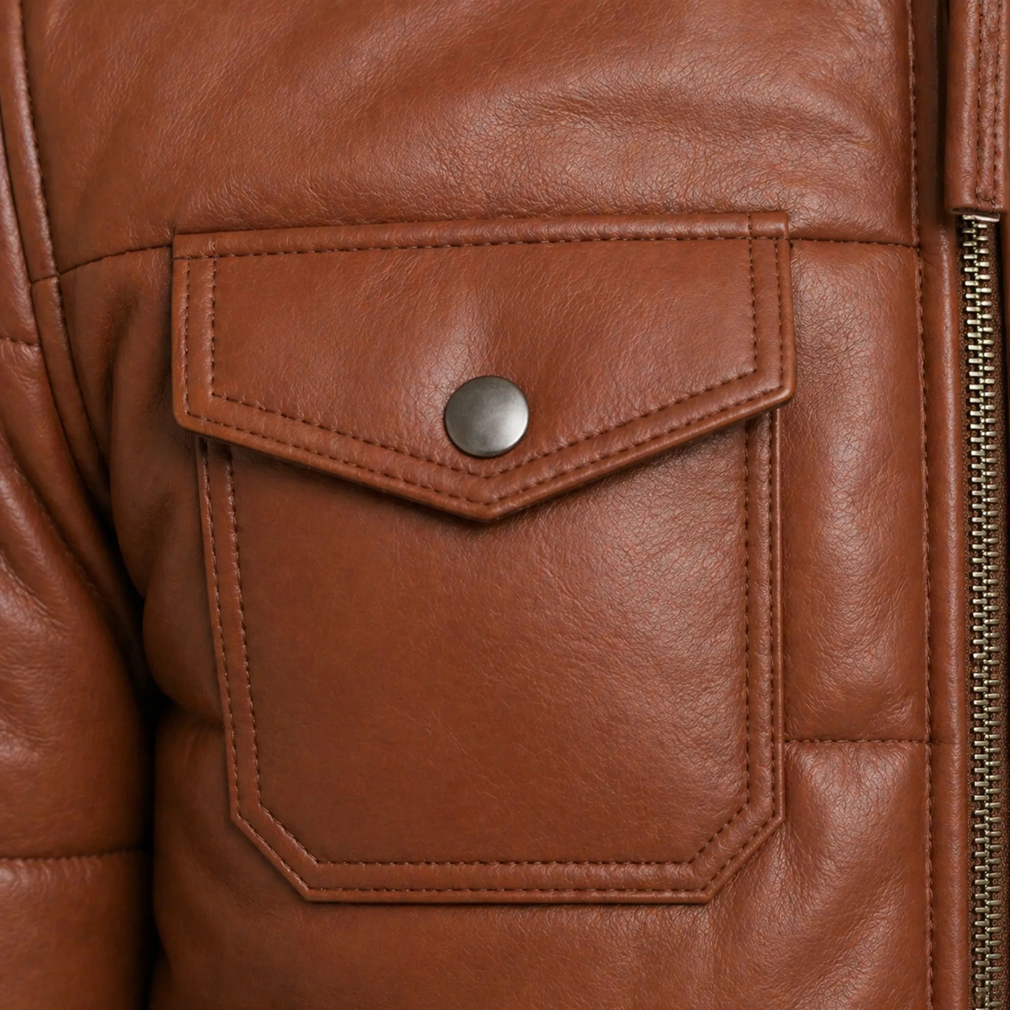 Men's warm brown puffer jacket – RXD Leather