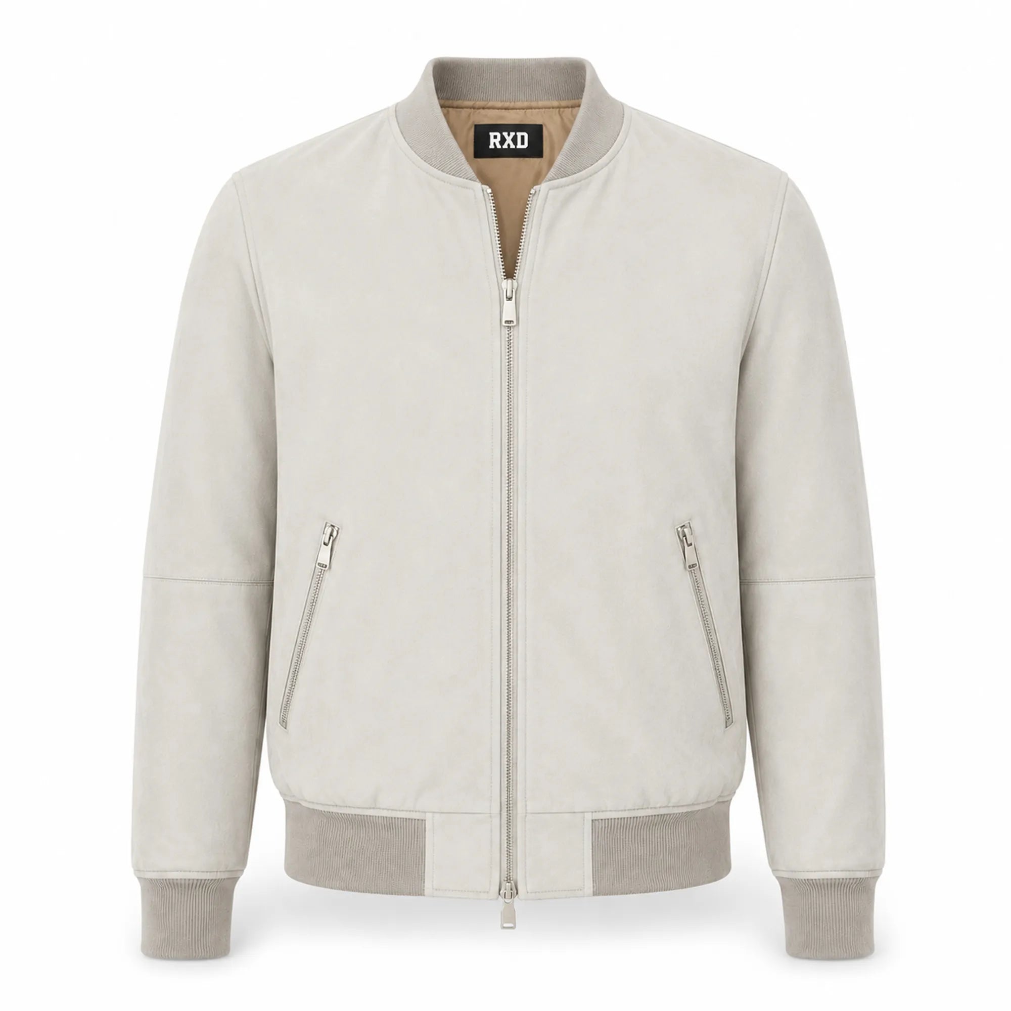 Men's light blue suede leather hooded bomber jacket – RXD Leather