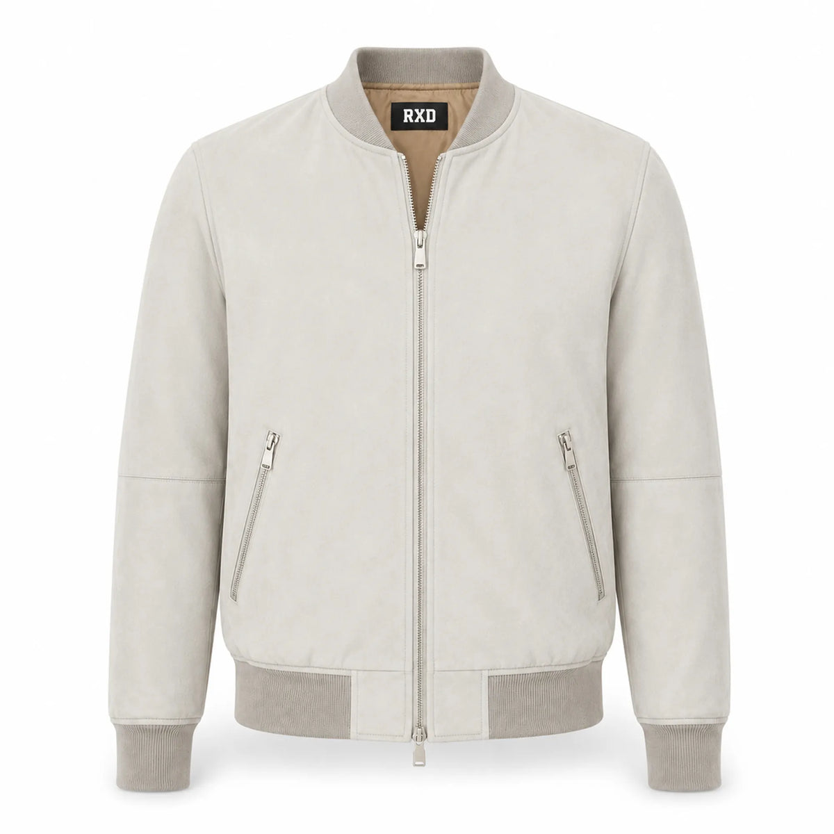 Men's light blue suede leather hooded bomber jacket – RXD Leather