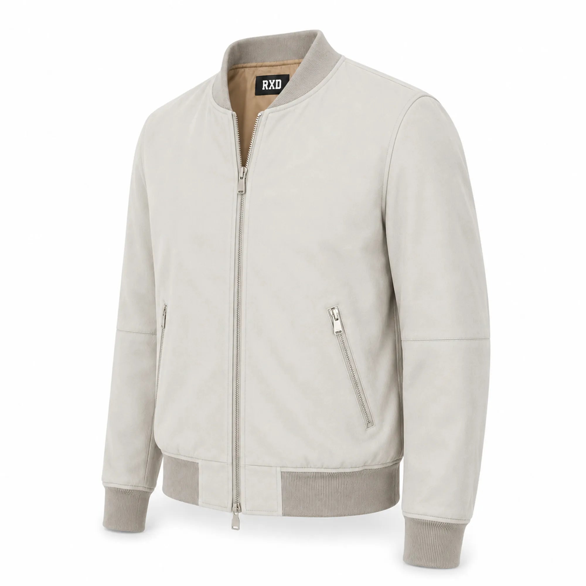 Men's light blue suede hooded bomber styled – RXD Leather