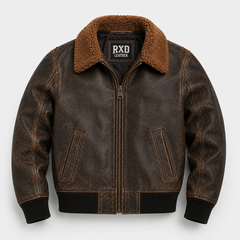 Men's Real Leather Distressed Brown Flight Bomber Jacket Coat for Men-RXD Leather 00109