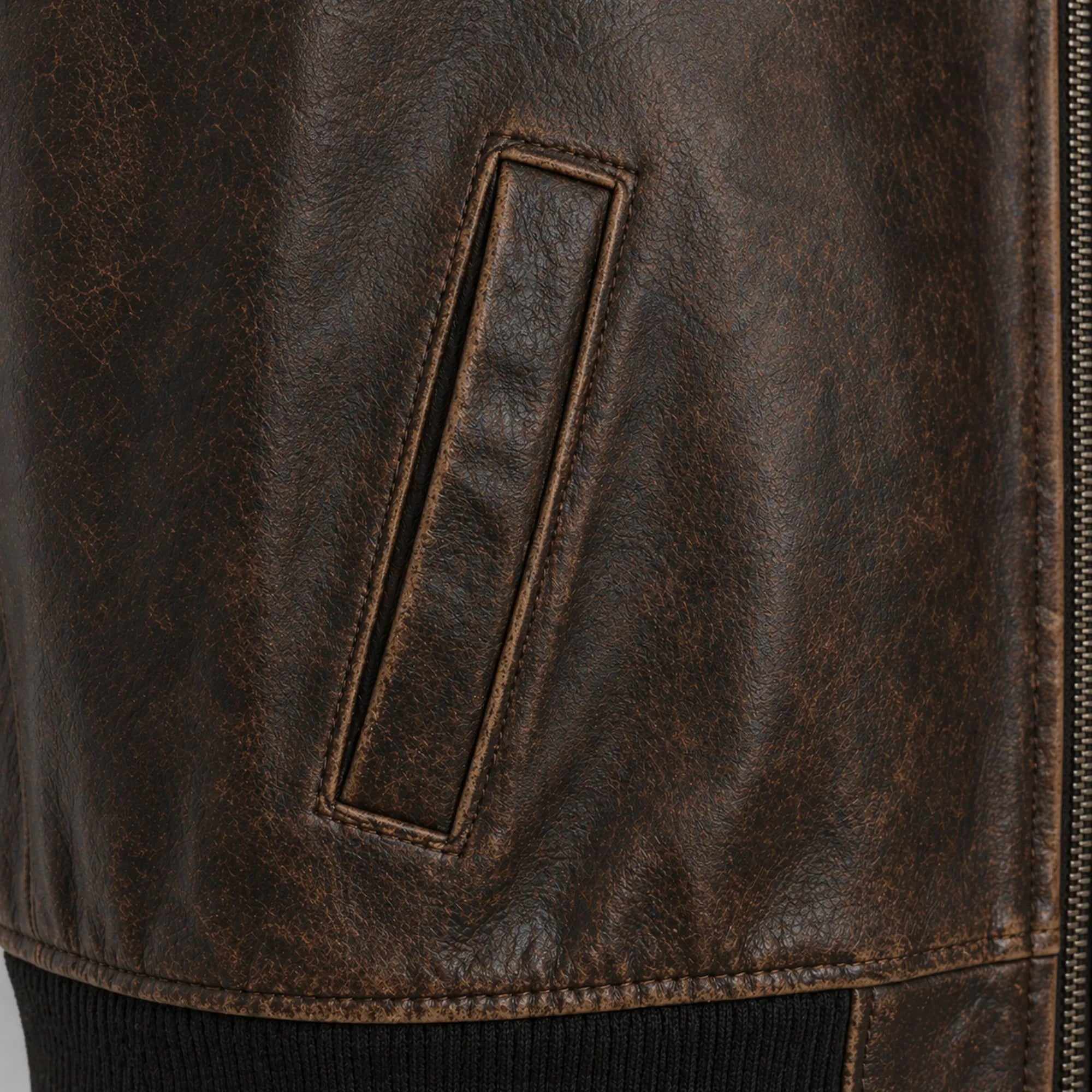 Men's Real Leather Distressed Brown Flight Bomber Jacket Coat for Men -RXD Leather 00109