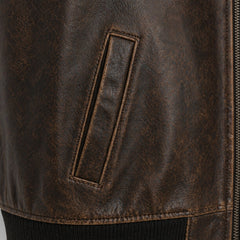 Men's Real Leather Distressed Brown Flight Bomber Jacket Coat for Men -RXD Leather 00109