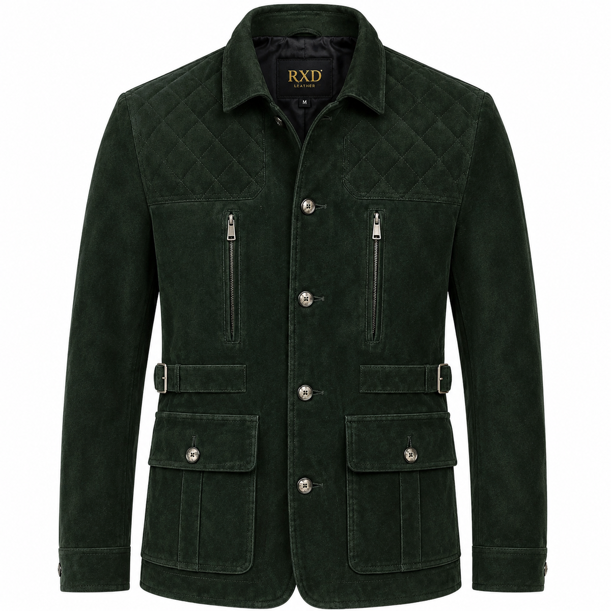 Men's forest green suede leather blazer – RXD Leather