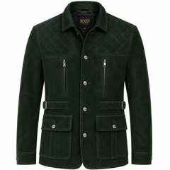 Men's forest green suede leather blazer – RXD Leather