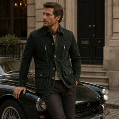Men's green suede blazer with tailored fit – RXD Leather