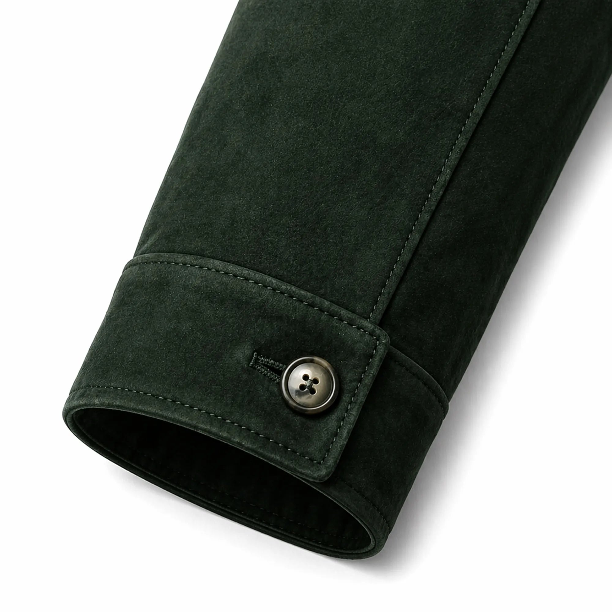 Men's green suede leather blazer detail – RXD Leather
