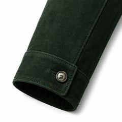Men's green suede leather blazer detail – RXD Leather