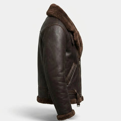 Men's Sheepskin RAF Shearling Aviator Leather Jacket Winter Coat Style -RXD Leather 0074