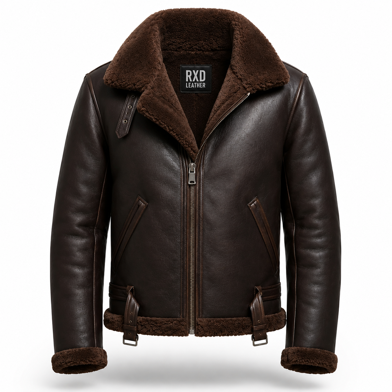 Men's Sheepskin RAF Shearling Aviator Leather Jacket Winter Coat Style -RXD Leather 0074
