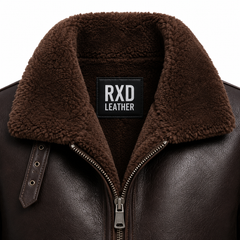 Men's Sheepskin RAF Shearling Aviator Leather Jacket Winter Coat Style -RXD Leather 0074