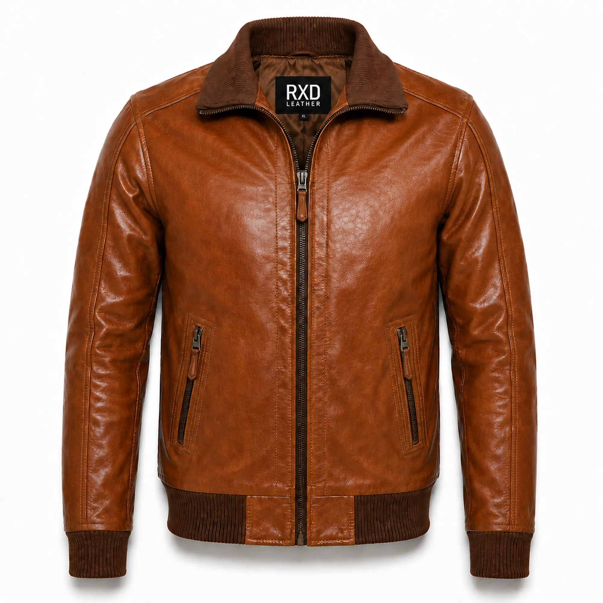 Men's shining brown leather biker jacket – RXD Leather