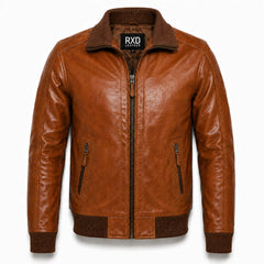 Men's shining brown leather biker jacket – RXD Leather