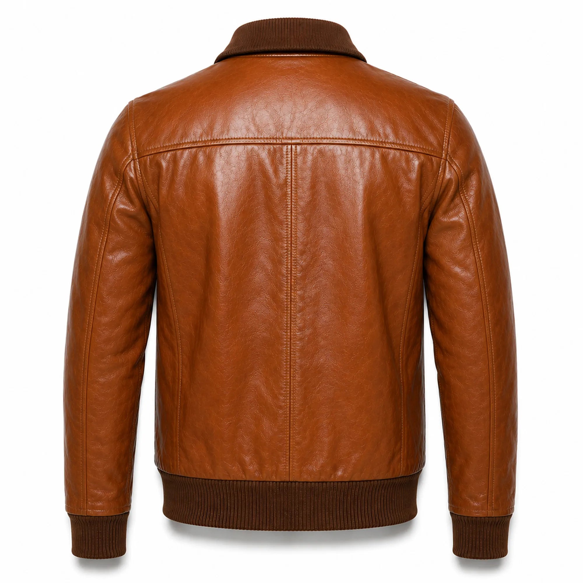 Men's shining brown leather jacket with zip pockets – RXD Leather