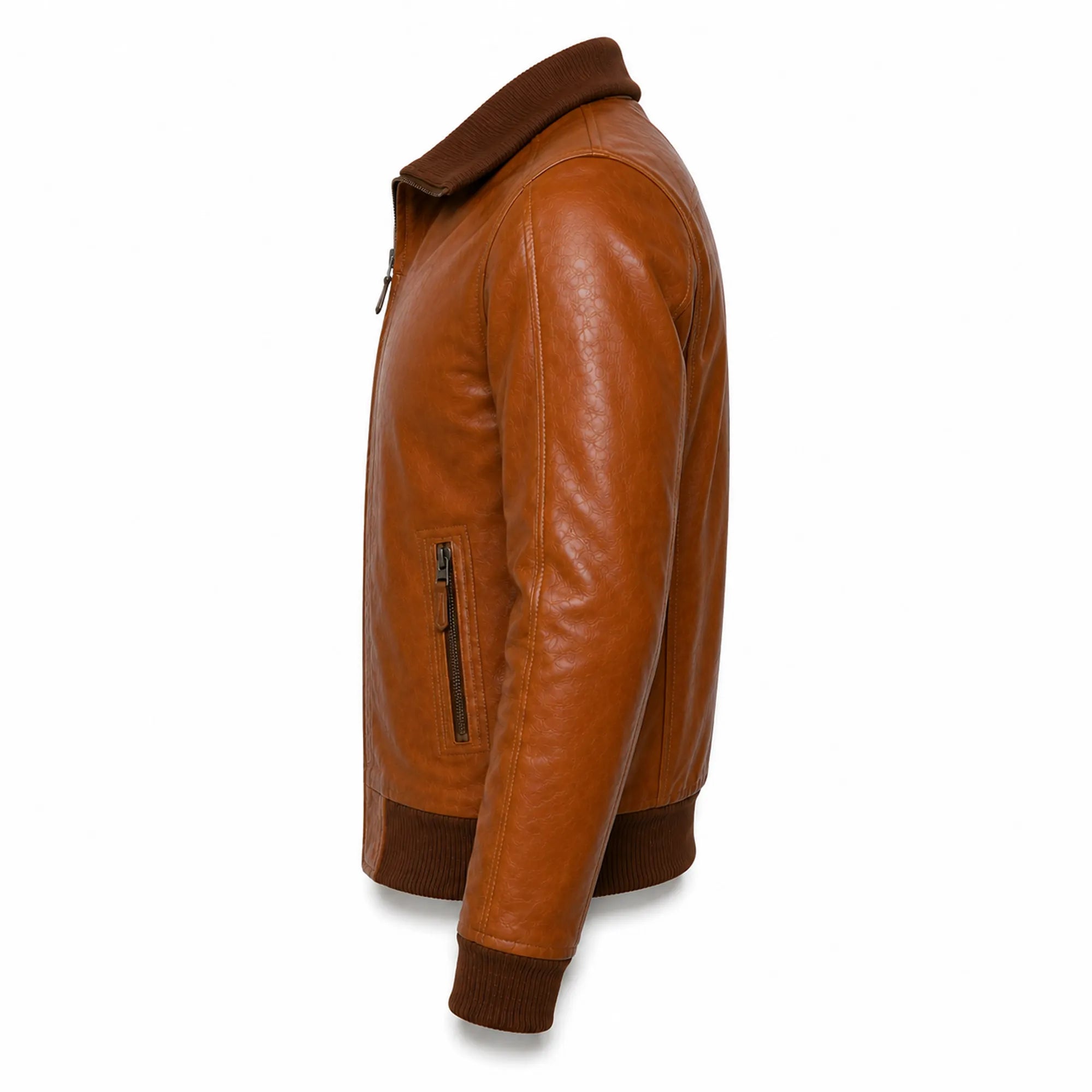Men's brown glossy leather biker jacket – RXD Leather