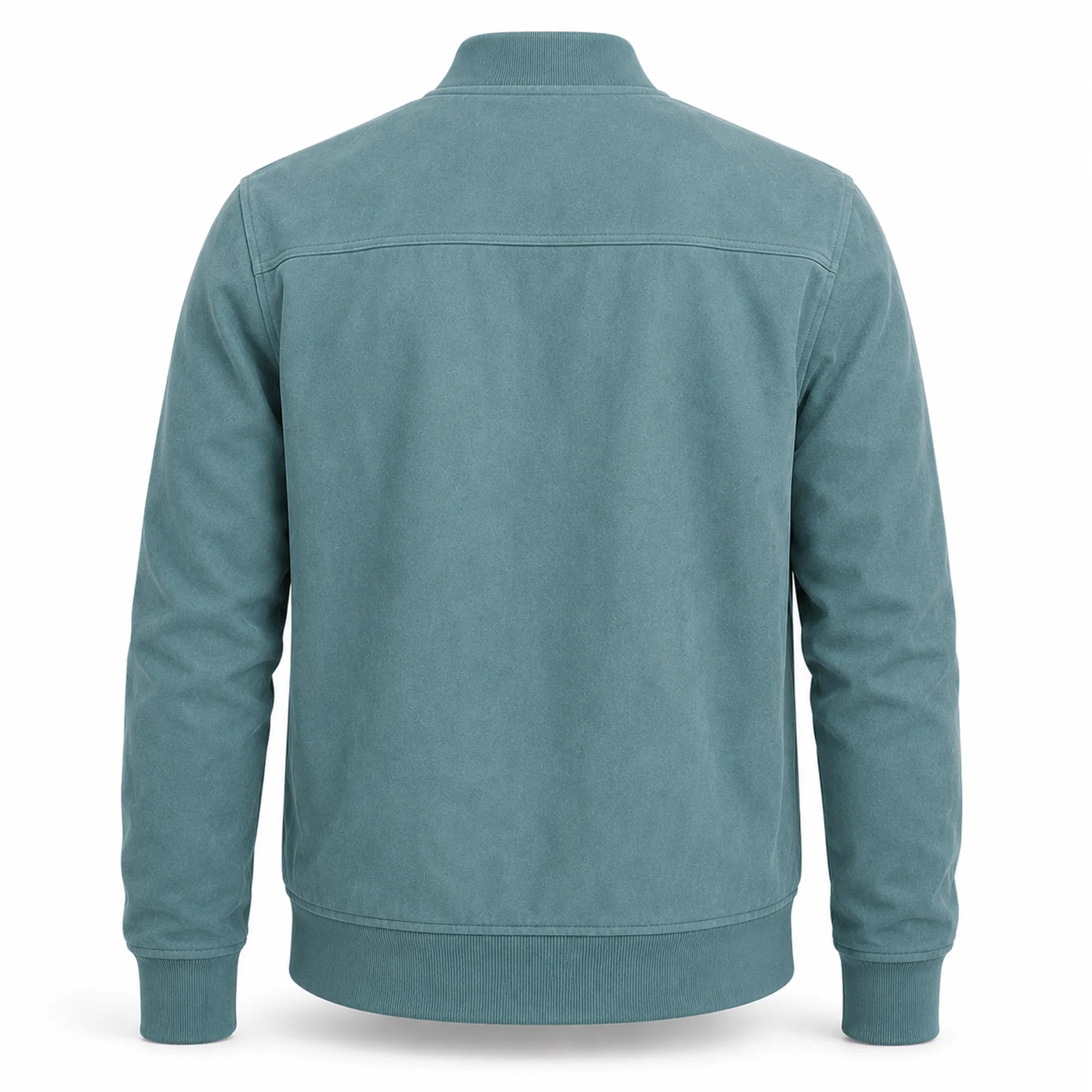Men's suede stand collar bomber jacket detail – RXD Leather