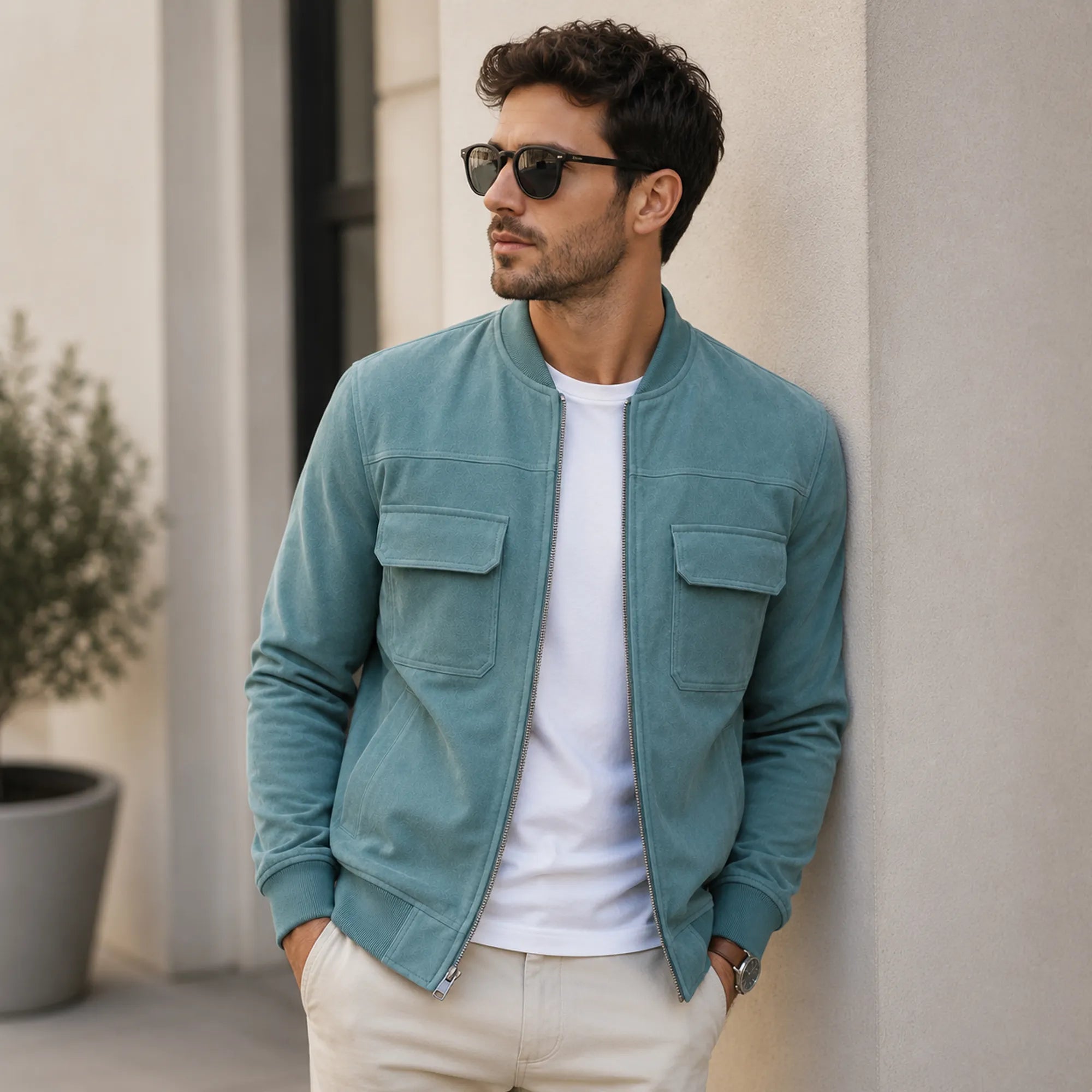 Men's suede bomber with full zip closure – RXD Leather