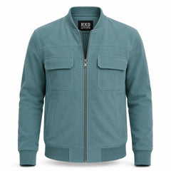 Men's suede bomber jacket with stand collar – RXD Leather