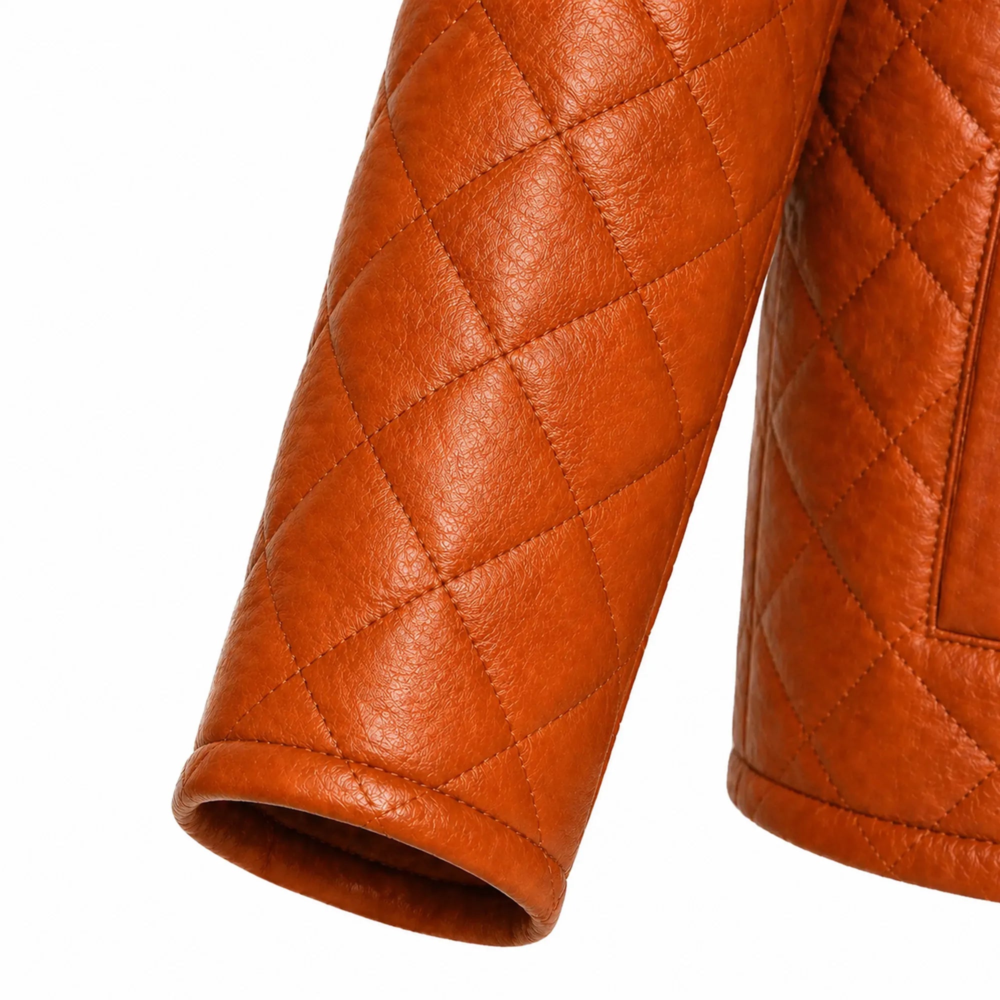 Men's tan brown lambskin quilted puffer jacket detail – RXD Leather