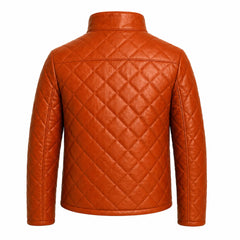 Men's quilted tan leather winter coat – RXD Leather