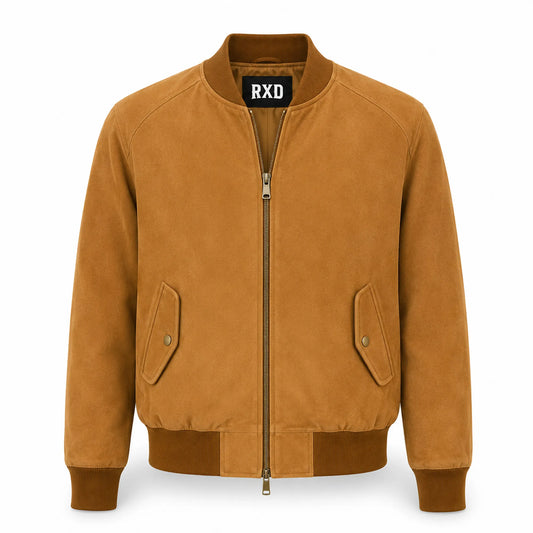 Men's tan goat suede leather Harrington jacket – RXD Leather 2000