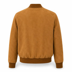 Men's tan suede jacket with ribbed trim – RXD Leather