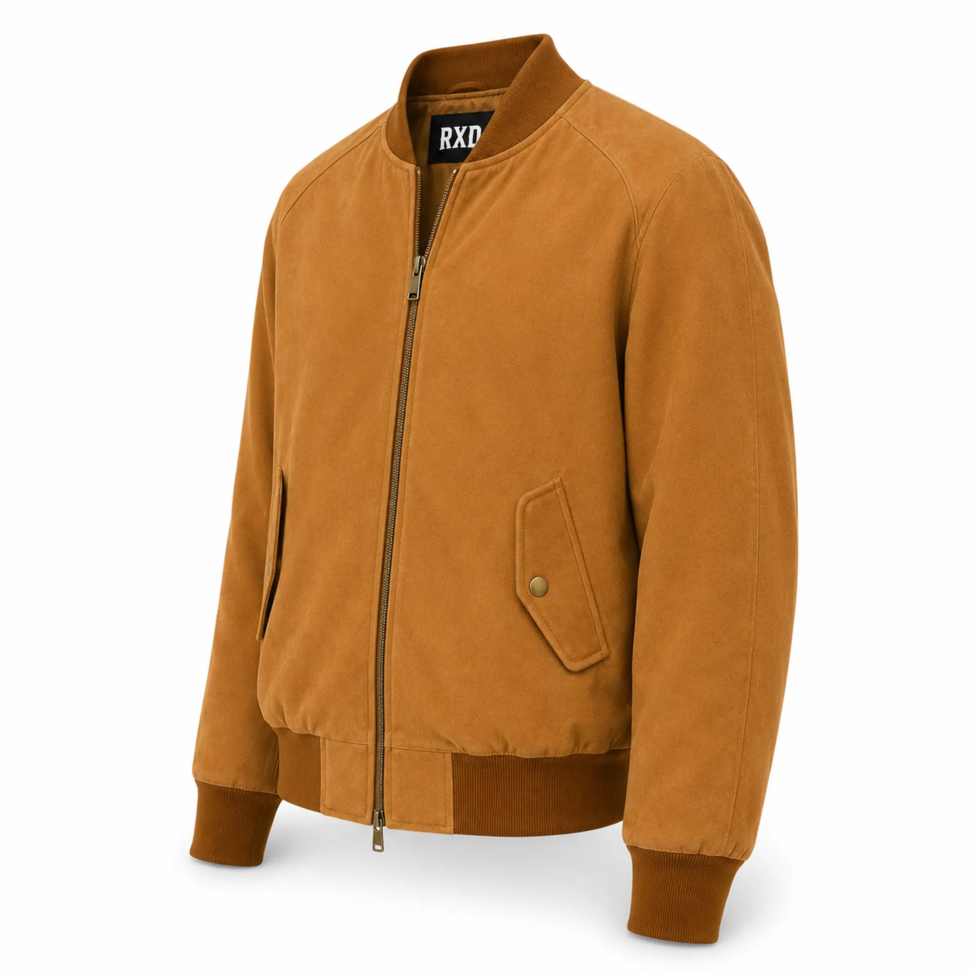 Men's tan suede jacket with flap pockets – RXD Leather
