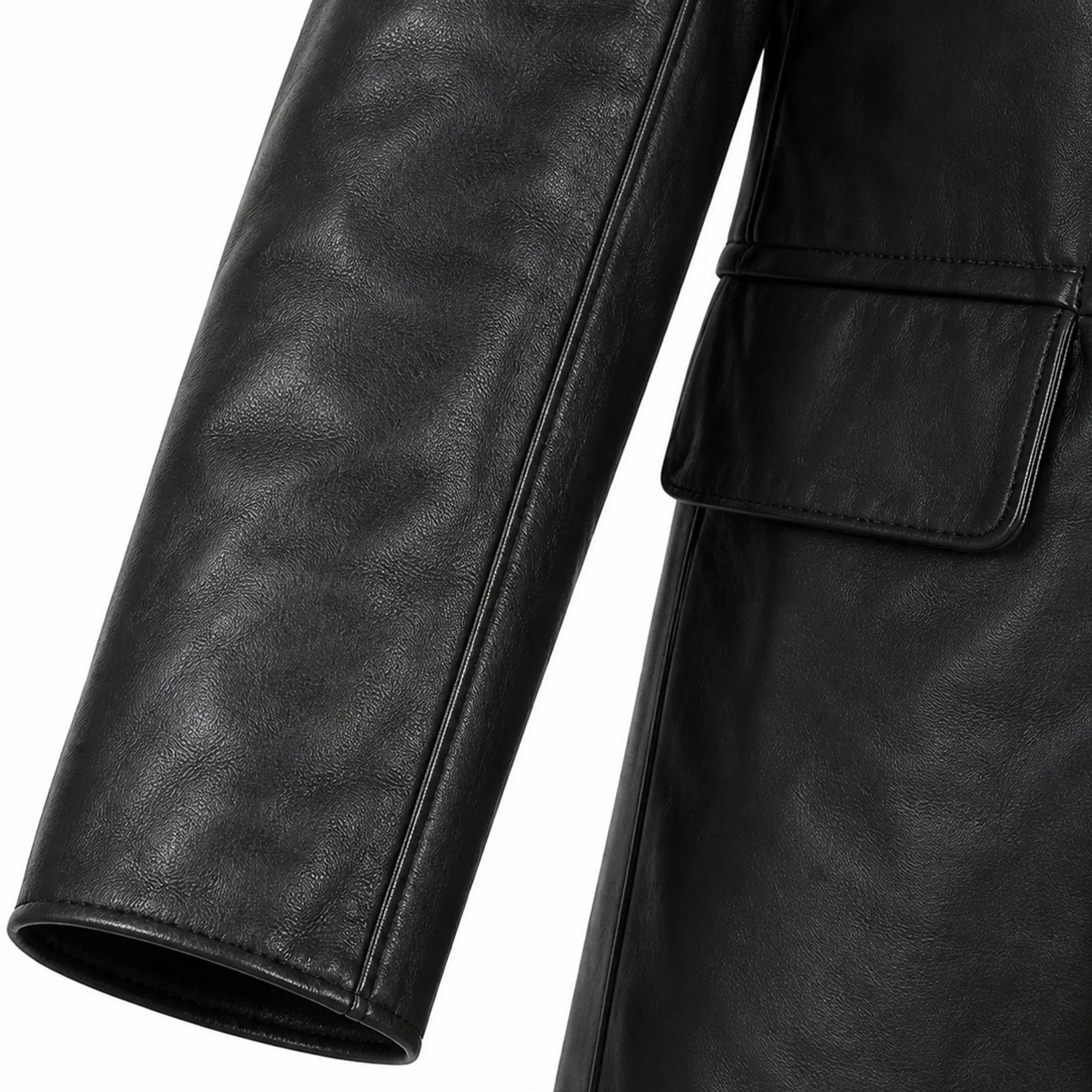 Men's Vegan Leather Double Breasted Blazer Suit Jacket Black Faux Mens - RXD Leather 00224