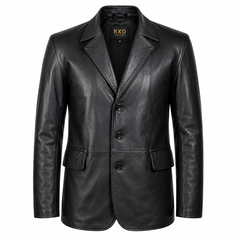 Men's black vegan leather double breasted blazer – RXD Leather