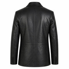 Men's black double breasted vegan leather blazer – RXD Leather