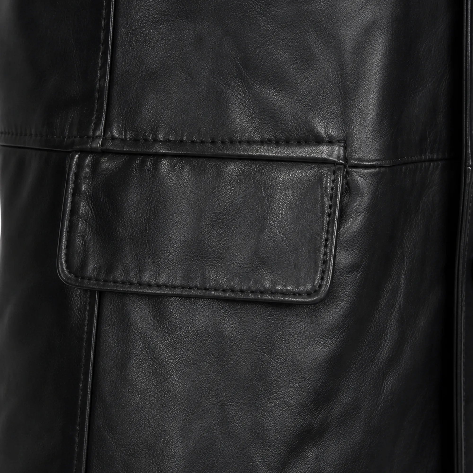 Men's black vegan leather blazer detail – RXD Leather