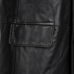Men's black vegan leather blazer detail – RXD Leather