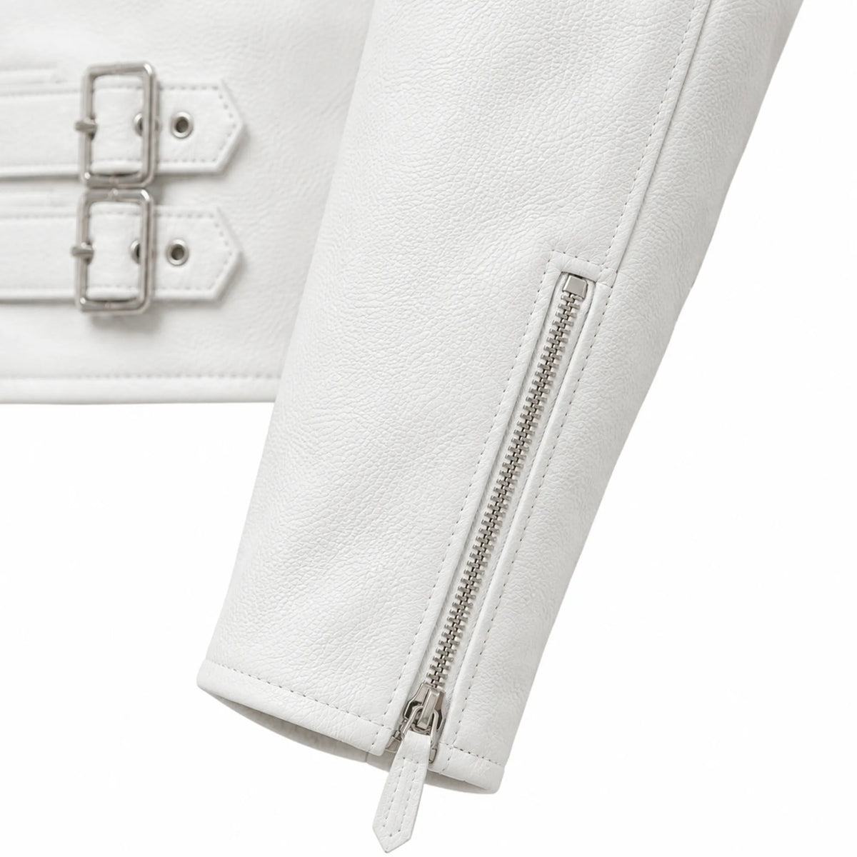 Men's white cowhide leather aviator jacket detail – RXD Leather