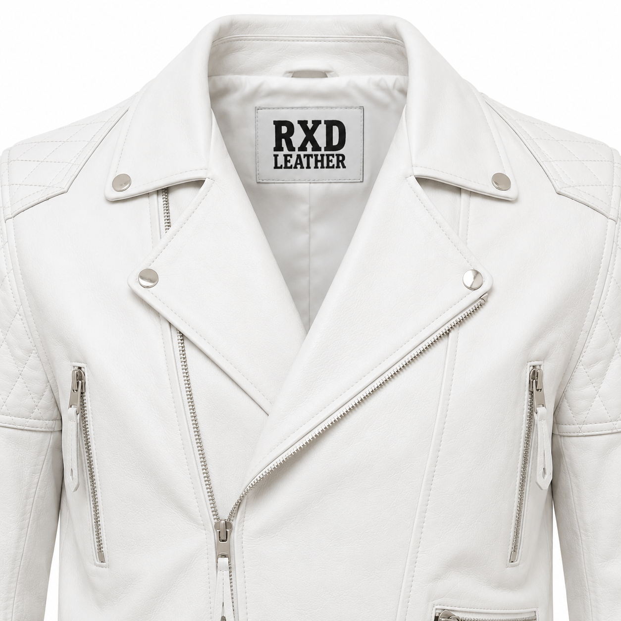 Men's white cowhide aviator jacket styled – RXD Leather
