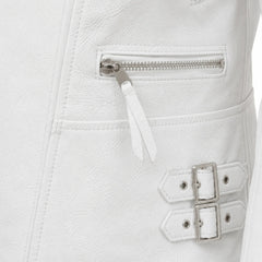 Men's white leather flight jacket back – RXD Leather