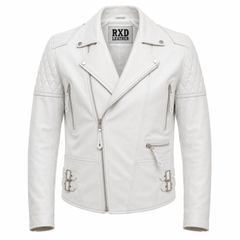 Men's white cowhide leather vintage aviator flight jacket – RXD Leather